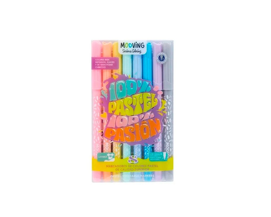MARCADOR MOOVING COLORING 3021108 x 8 U.PASTEL/WASHABLE