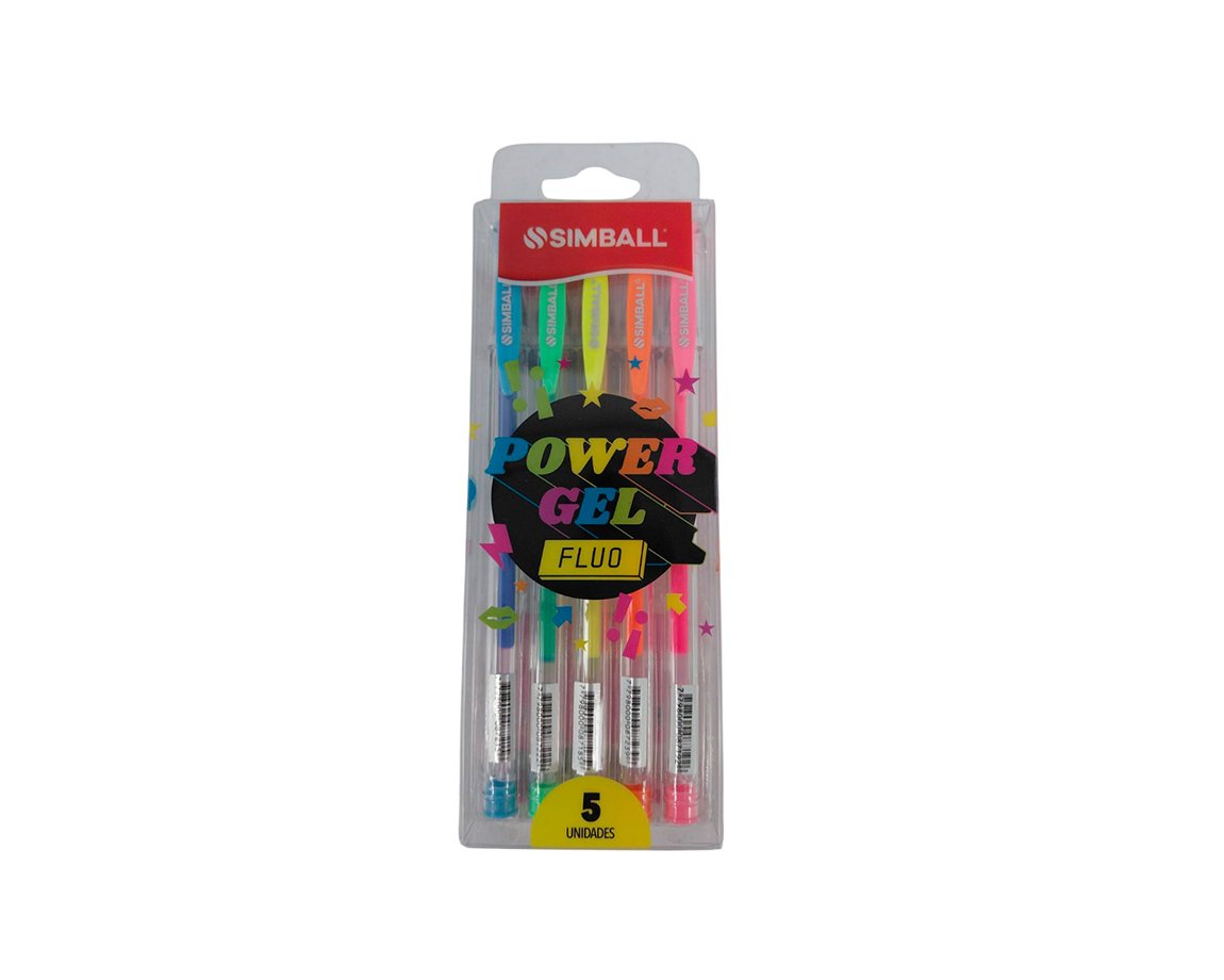 BOLIGRAFO SIMBALL POWER GEL FLUO x 5 UNID.