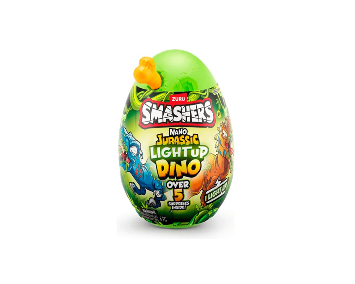JUGUETE ZURU SMASHERS 7856 NANO EGG JURASSIC LIGHT UP DINO + 5 SURPRISES