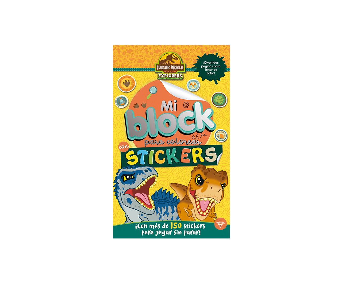 LIBROS VERTICE 6348 JURASSIC WORLD MI BLOCK PARA COLOREAR