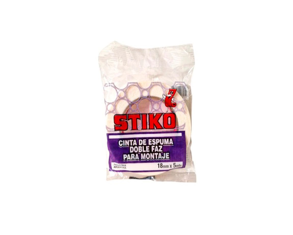 CINTA ESPUMA STIKO DOBLE FAZ 18x5 MTS P/MONTAJE