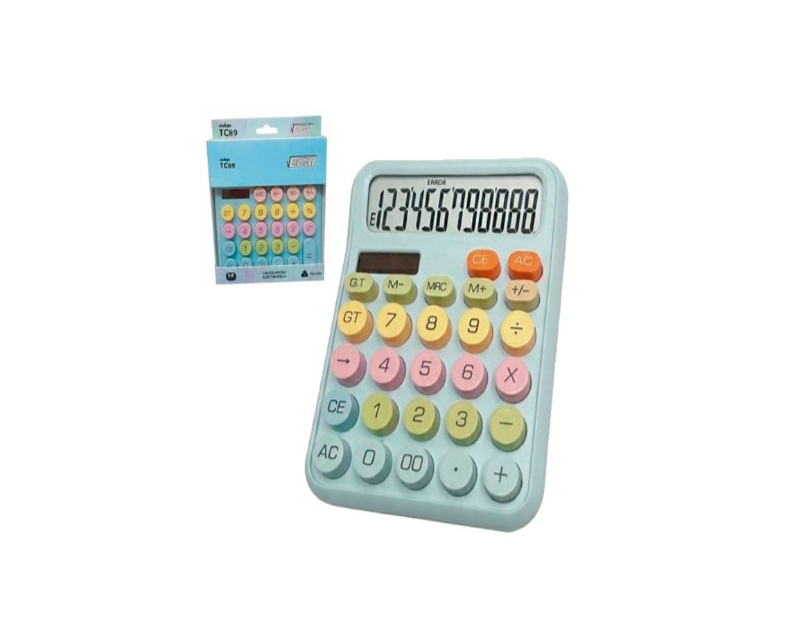 CALCULADORAS ECAL TC89 12 DIG. SOLAR DUO PASTEL