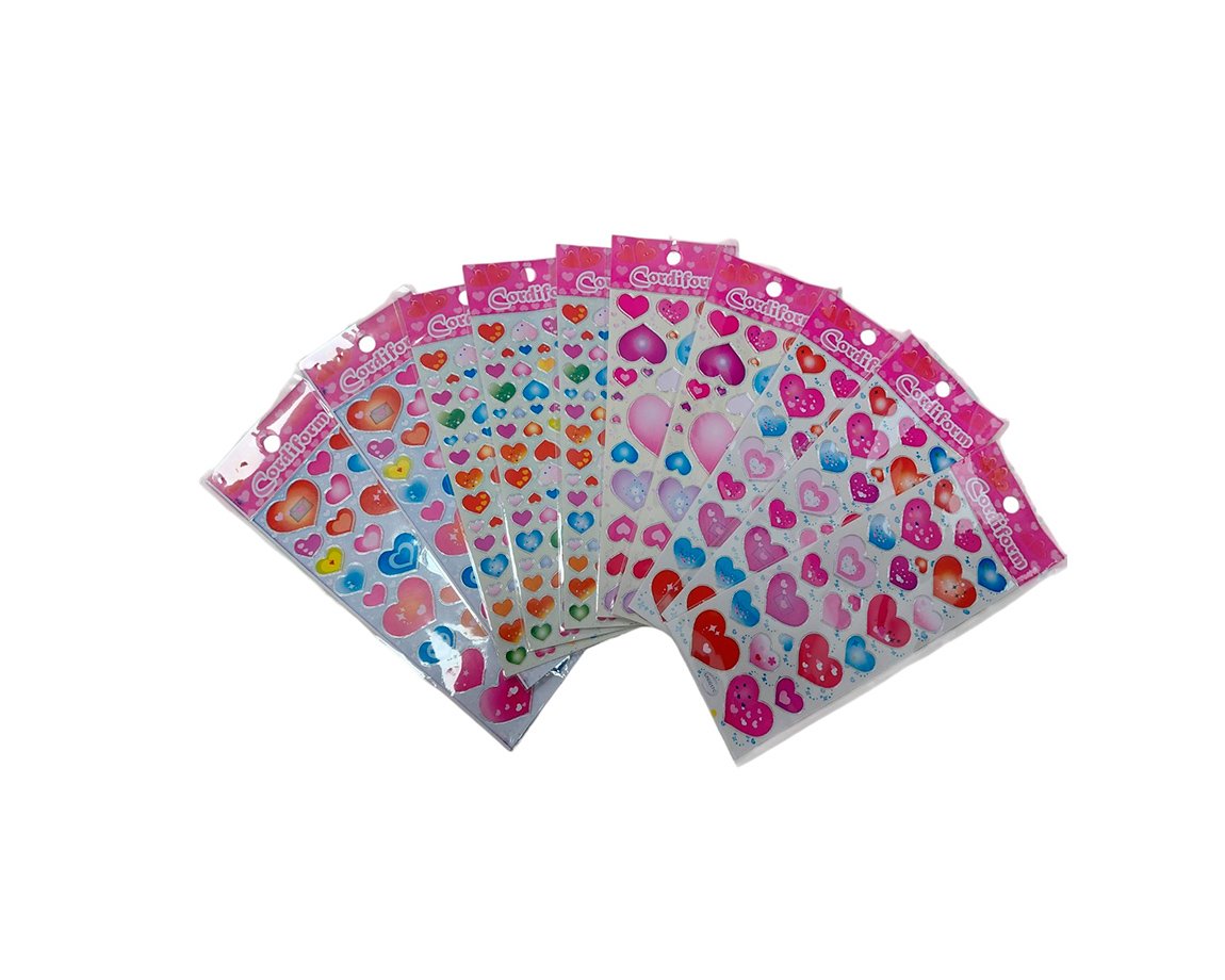 STICKERS CORAZON COLOR x 10 U.