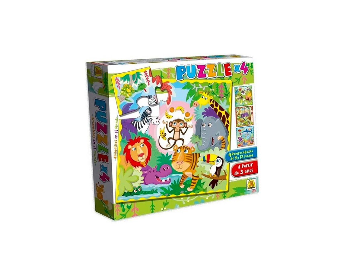 JUGUETE PUZZLE IMPLAS 24 ANIMALITOS POR EL MUNDO X 4