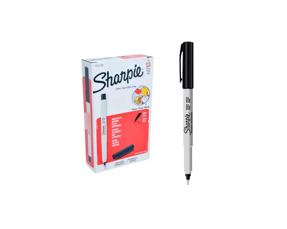 MICROFIBRA SHARPIE PERM  UF P/METAL NEGRO x 12u.
