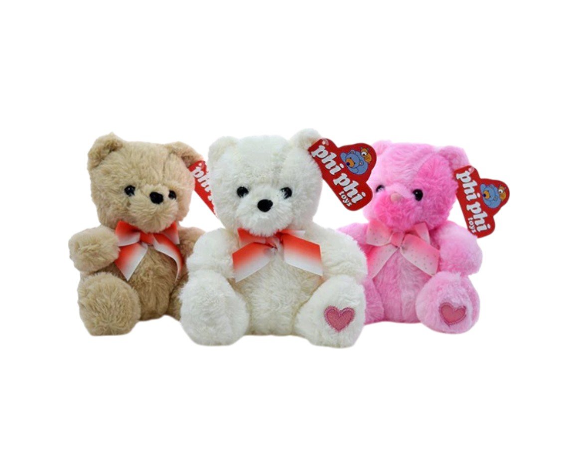 PELUCHE 8111 OSO SENT.C/MOÑO Y CORAZON E/PATA 19CM