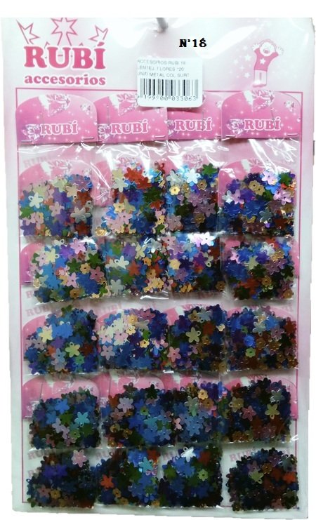 ACCESORIOS RUBI 24 LENTEJ. x20 UNID CELESTE/BLANCA NAC