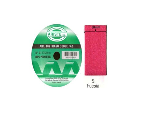 CINTA RASO ARISTE Nro 9  38mm x10 MTS FUCSIA DOBLE FAZ