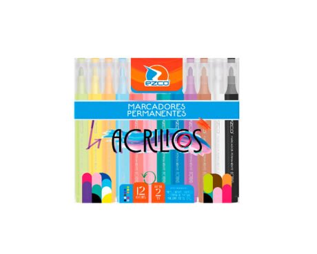 MARCADOR EZCO ACRILICOS x 12 COL. PERM